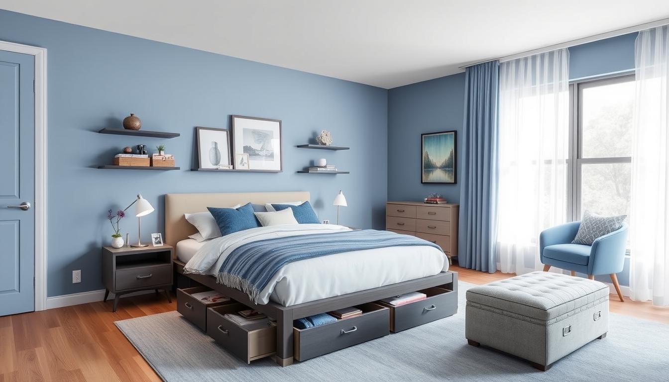 Blue Bedroom Storage Solutions