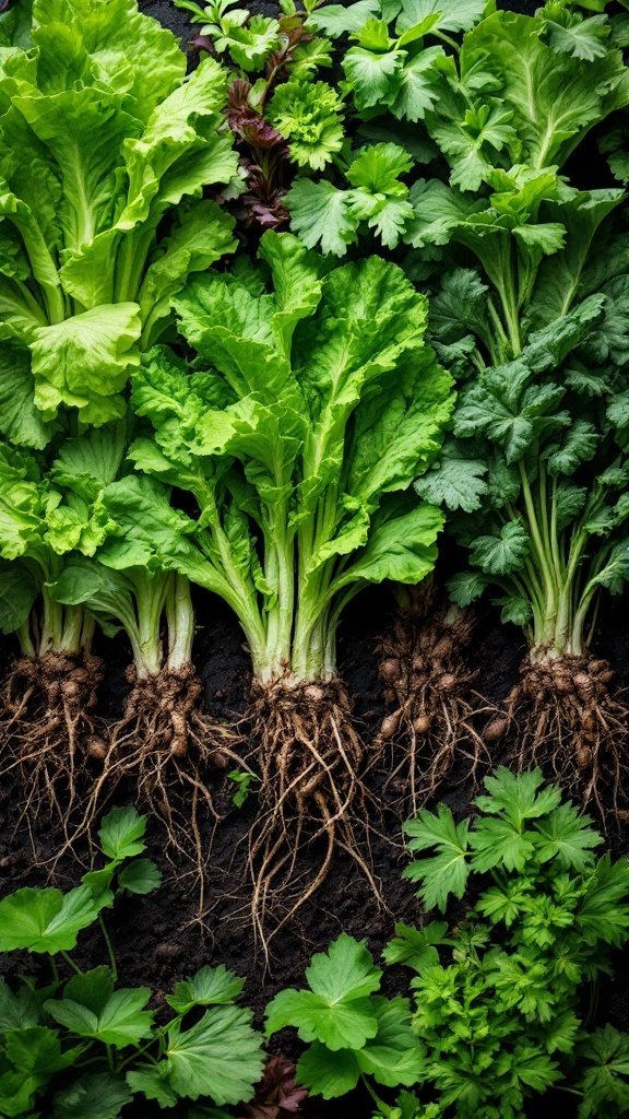 Lettuce plants with roots, showcasing healthy growth in hydroponic gardening.